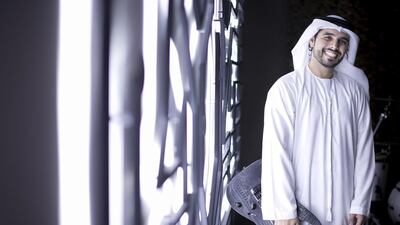 Mannan Alawar, Emirati heavy metal guitarist, in his home studio. Reem Mohammed / The National