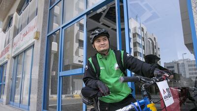 Sherlito Daya's cycle route in Abu Dhabi takes about 10-15 minutes. He spends only on changing tyres every 18 months. Silvia Razgova / The National
