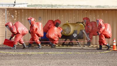 The exercise took place at a mock oil field. AFP