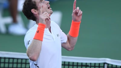 Andy Murray celebrates his win over Kyle Edmund in Washington. AFP