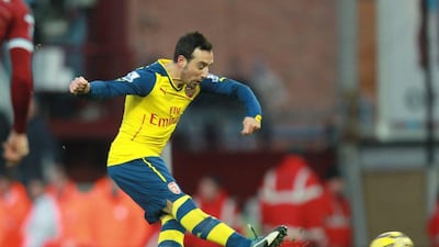Centre forward: Santi Cazorla, Arsenal: One of Arsenal’s recent stars, the spirited Spaniard helped them on their way to a vital victory at West Ham. (Photo: Sean Dempsey / EPA)