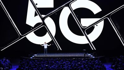 Drew Blackard, Head of US Mobile Product Management, speaks during the Samsung Galaxy Unpacked 2020 event in San Francisco. AFP