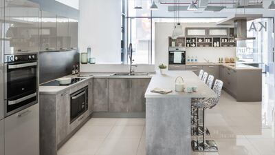 The Kaiser showroom in Dubai is spread across two floors, featuring kitchens on the ground floor, pictured above and furniture on the first floor. Courtesy Kaiser