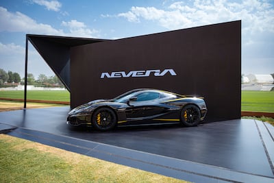 The Rimac Nevera, safe behind its backdrop. Photo: Al Habtoor Motors
