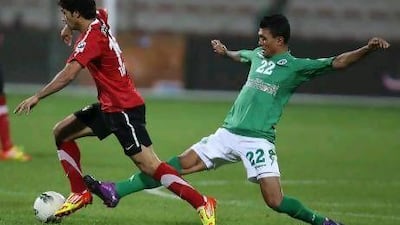 Kieza, right, has not been scoring for Al Shabab, but his coach Paulo Bonamigo says the Brazilian is still a major contributor on the pitch.