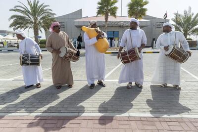 A traditional Emirati band provided the soundtrack to the celebrations as preparations for the Special Olympics World Games continue. Antonie Robertson/The National)