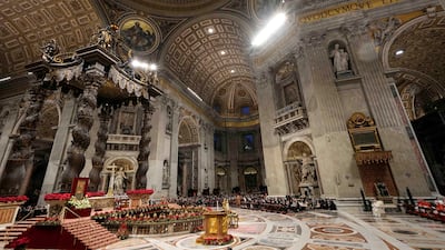 Pope Francis celebrates New Year's Eve vespers Mass in St Peter's Basilica at the Vatican. AP