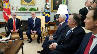 US President Donald Trump meets with Israeli Prime Minister Benjamin Netanyahu at the White House in Washington. Reuters
