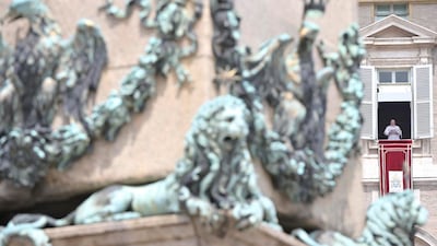 Pope Francis leads his Saturday Angelus prayer from the window of his office overlooking Saint Peter's Square at the Vatican. EPA