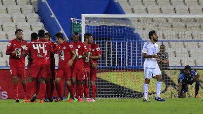 Al Jazira, in red, named Ali Khamis Al Junaibi, the club’s Under 21 coach, as caretaker of the first team following the departure of Abel Braga. Al Junaibi will be in charge when they travel to Dibba for their final Arabian Gulf Cup match on Tuesday. Ravindranath K / The National