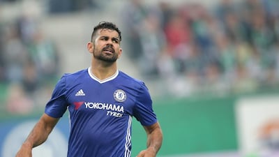 Chelsea's Diego Costa reacts during a friendly match against SK Rapid Wien at the newly built Allianz Stadion in Vienna, Austria, 16 July 2016. EPA/LISI NIESNER