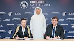 Abu Dhabi, UAE – 26 January 2026 — Ohana Development, a leading UAE real estate developer renowned for its luxury properties, has signed an agreement with Manchester City F.C. to launch ‘Manchester City Yas Residences by Ohana’, a first-of-its-kind branded residential community, set along Abu Dhabi’s Yas Canal waterfront. The partnership reflects a shared commitment to excellence, innovation and long-term value creation, reinforcing Abu Dhabi’s position as a global destination for world-class developments. Photo shows Khaldoon Al Mubarak, Husein Salem and Ferran Soriano. Photo Ohana Development