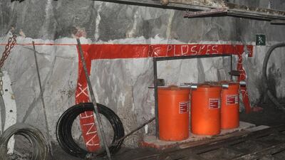 Bins containing explosives are spread throughout the underground operations, ready to tear the rock apart and expose the platinum ore. Gavin du Venage / The National