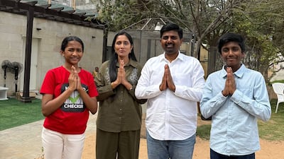 Dhiraj Jain, his wife Mamta and their children Jivika and Jainam lived with more than 200 tourists in their Ajman vacation home.