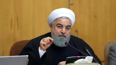 Iranian president Hassan Rouhani speaks at a cabinet meeting held on December 31, 2017 as protests against the country's rulers raged across Iran. Iranian Presidency Office via AP