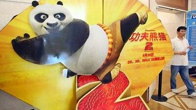 A poster of Kung Fu Panda 2 in Shanghai. The movie smashed records after its release in China in June, earning 125 million yuan (Dh71.9m) at box offices on its opening weekend. Weng lei / Imaginechina