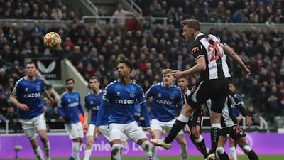 Newcastle striker Chris Wood misses a good chance in the first half. Reuters