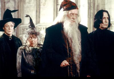 Maggie Smith with Miriam Margolyes, Richard Harris and Alan Rickman in the 2002 film Harry Potter and the Chamber of Secrets. PA