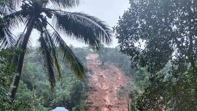 Five people are reported to have been killed in flooding in the districts of Kottayam and Idukki, with another 12 missing. Photo @AdvkShreeKanth via Twitter