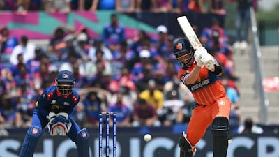 Netherland’s Max O’Dowd top-scored in the win over Nepal in their T20 World Cup match at the Grand Prairie Cricket Stadium in Texas. AFP