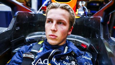 Red Bull reserve driver Liam Lawson has a seat fitting in the Red Bull Racing garage. Getty