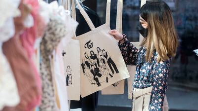 People check out the accessories on offer.