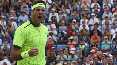 Juan Martin del Potro celebrates his win over David Ferrer in the third round of the US Open on Saturday. Timothy A Clary / AFP / September 3, 2016