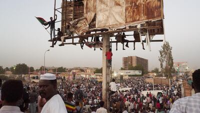 Protesters arrive at sunset Getty Images
