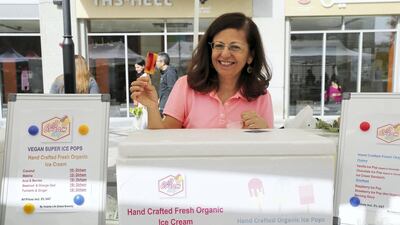 Salma Hijjawi helps customers cool down with her handmade organic ice cream.