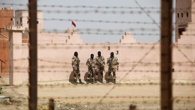 Pakistan soldiers stand before taking their positions during a counter-terrorism training demonstration on the outskirts of Karachi on February 24, 2015. Paramilitary troops, led by Pakistani army officers, have been deployed in Balochistan to fight a mix of ethnic Baloch rebels and extremist militants. Akhtar Soomro/Reuters