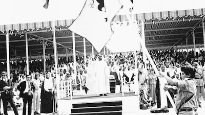 UAE Founding Father, the late Sheikh Zayed bin Sultan Al Nahyan, presided over the first UAE National Day celebrations in 1972. Photo: Alittihad