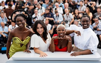 From left, Laetitia Ky, director Erige Sehiri, Deborah Christelle Lobe Naney and Aissa Maiga at Cannes. EPA