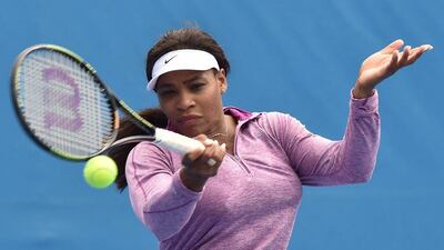 Serena Williams during a practice session ahead of the Australian Open in Melbourne. Williams is vying for her fifth Australian Open title. Paul Crock / AFP