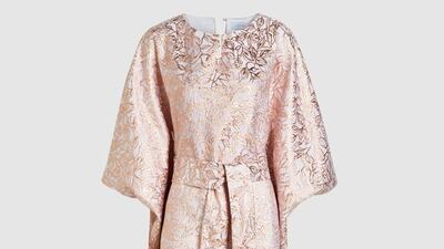 Intricate touch: satin-jacquard kaftan gown by Osman; Dh3,780. Courtesy The Modist