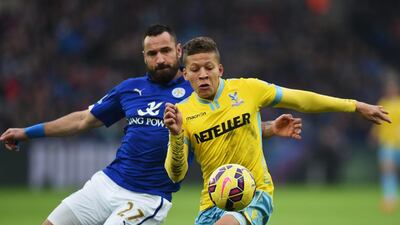 Dwight Gayle, right, of Crystal Palace is closed down by Marcin Wasilewski of Leicester City during their Premier League match at the King Power Stadium on February 7, 2015, in Leicester, England. Michael Regan / Getty Images
