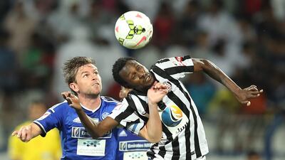Brett Holman, left, in action during Al Nasr's 4-2 defeat to Al Jazira on Sunday, March 22. Afsal Sham / Al Ittihad