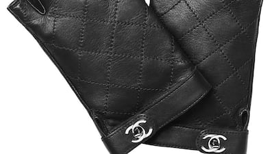 Well-handled. While helmets and sweatbands might not be the most becoming of apparel to cycle to work in, what’s to stop you accessorising with designer accoutrements? Pay homage to fingerless-glove fan Karl Lagerfeld in a classic black lambskin quilted pair or delicate white leather and lace ones from Chanel’s Cruise 2014/15 collection. The season’s gloves are embellished simply with the luxury maison’s trademark CC signature hardware and are priced at Dh3,970. Available at Chanel boutiques across the UAE. www.chanel.com Courtesy Chanel