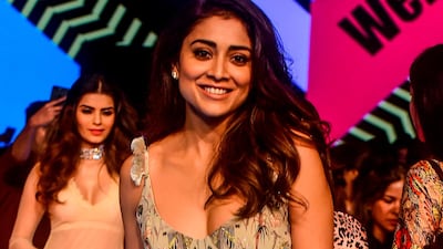 Bollywood actress Shriya Saran poses for photographs during Lakme Fashion Week in Mumbai on February 15, 2020. AFP