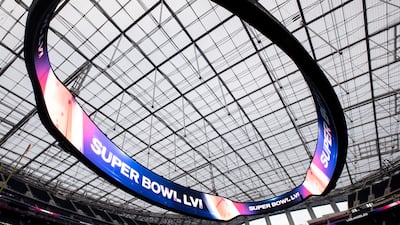 SoFi Stadium's videoboard is the largest ever created and the only board capable of 4K video from end to end. EPA