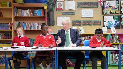 British Prime Minister Boris Johnson during a visit to St Mary Cray Primary Academy School in Orpington, south-east London. Reuters