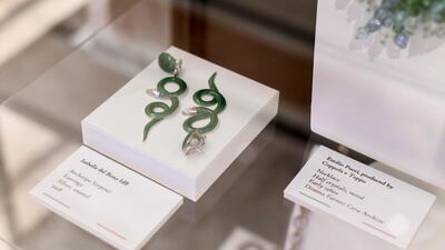 Serpent earrings by Isabella del Bono on display at the Italian Cultural Institute Abu Dhabi on June 22, 2021. Khushnum Bhandari / The National