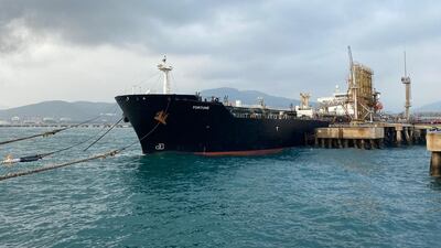 Iranian-flagged oil tanker Fortune docked at the El Palito refinery after its arrival to Puerto Cabello, in the northern state of Carabobo, Venezuela. AFP