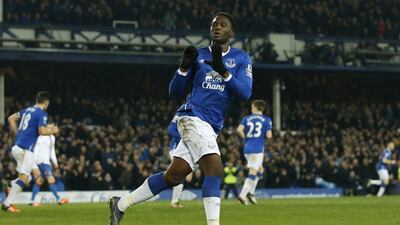 Everton's Romelu Lukaku celebrates scoring against Crystal Palace last weekend in the Premier League. Andrew Boyers / Action Images / Reuters / December 7, 2015