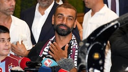 Egyptian soccer player Mohamed Salah speaks to fans waiting outside of the airport as he arrives in Trabzon, Turkey, 05 August 2026. Salah is joining Trabzonspor on a two-year contract. His official presentation will take place on 06 August. EPA / STR