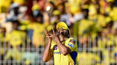 Chennai Super Kings' Shardul Thakur takes a catch to dismiss Rajasthan Royals' Dhruv Jurel. AFP