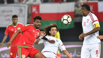 Omar Abdulrahman notched the third goal in the UAE's 3-0 win over Laos on Tuesday night. AFP