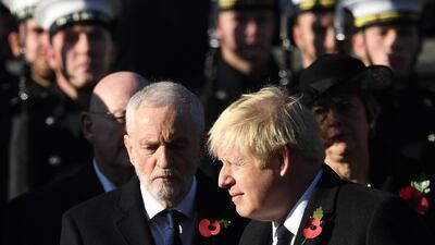 Jeremy Corbyn, left, and Boris Johnson, right, will face off next month in a general election. EPA
