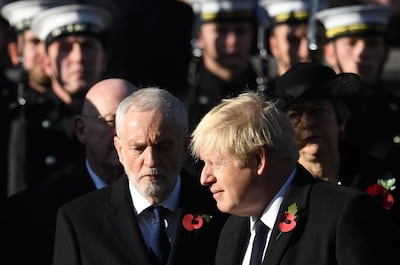 Jeremy Corbyn, left, and Boris Johnson, right, will face off next month in a general election. EPA