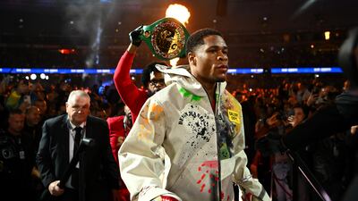 Devin Haney walks to the ring to fight George Kambosos at Marvel Stadium. Getty