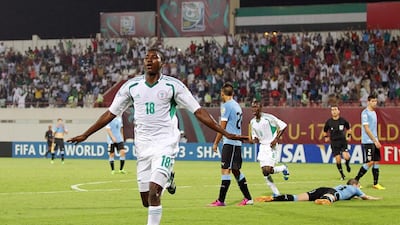 Taiwo Awoniyi got Nigeria flying with a pair of goals to lift the Golden Eaglets into the semi-finals thanks to a 2-0 win over Uruguay. Ali Haider / EPA